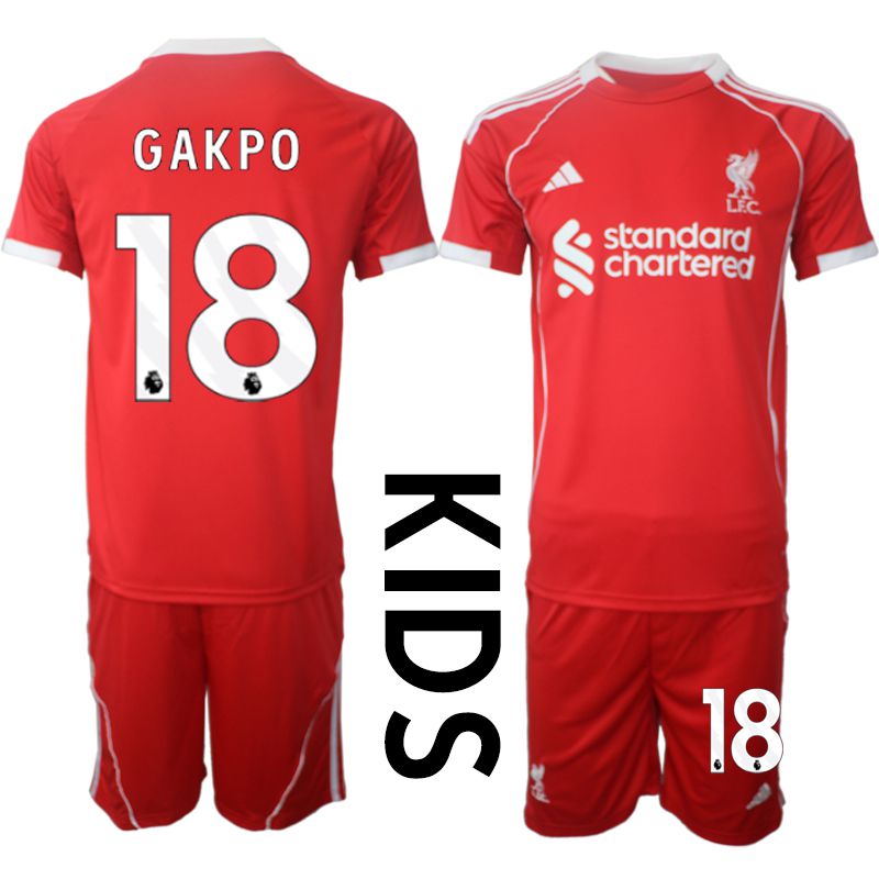 Youth 2025-2026 Season Club Liverpool home red #18 Soccer Jersey->youth soccer jersey->Youth Jersey